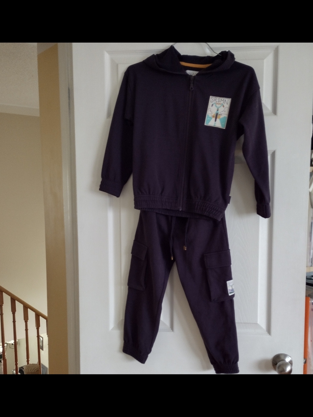 Kids Cargo Joggers & Zip Hoodie Set - Dark Purple